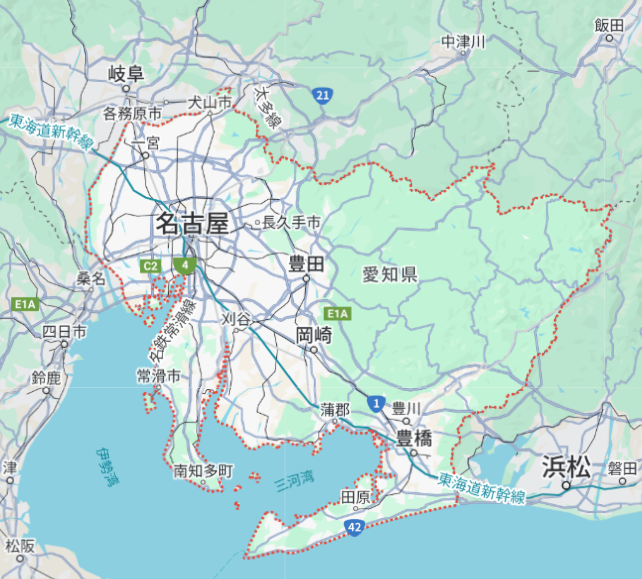 愛知県の地図